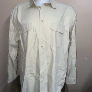 LL Bean Shirt Mens Extra Large Tall Beige Pockets Long Sleeve Made in Canada